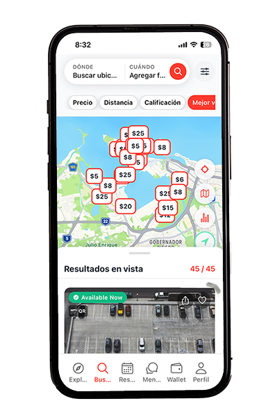 Busca espacios disponibles en el mapa de ParkSpot